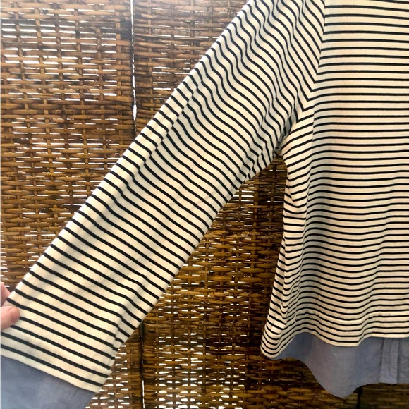 🎉 J. CREW BLUE & WHITE STRIPPED L/S TOP w/ OXFORD PEEK! 🤩 - Picture 3 of 9